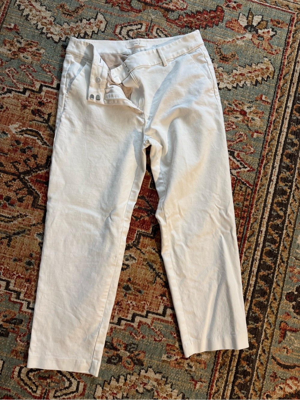 LOFT White Cropped Ankle Pants